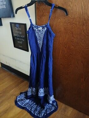 ADVANCE APPARELS navy & grey batik hi/lo dress